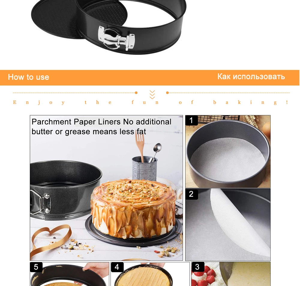 Non-Stick Round Cheesecake Pan With Parchment Paper Liners 4/7/9 Inch Springform Cake Pan With Removable Bottom              086