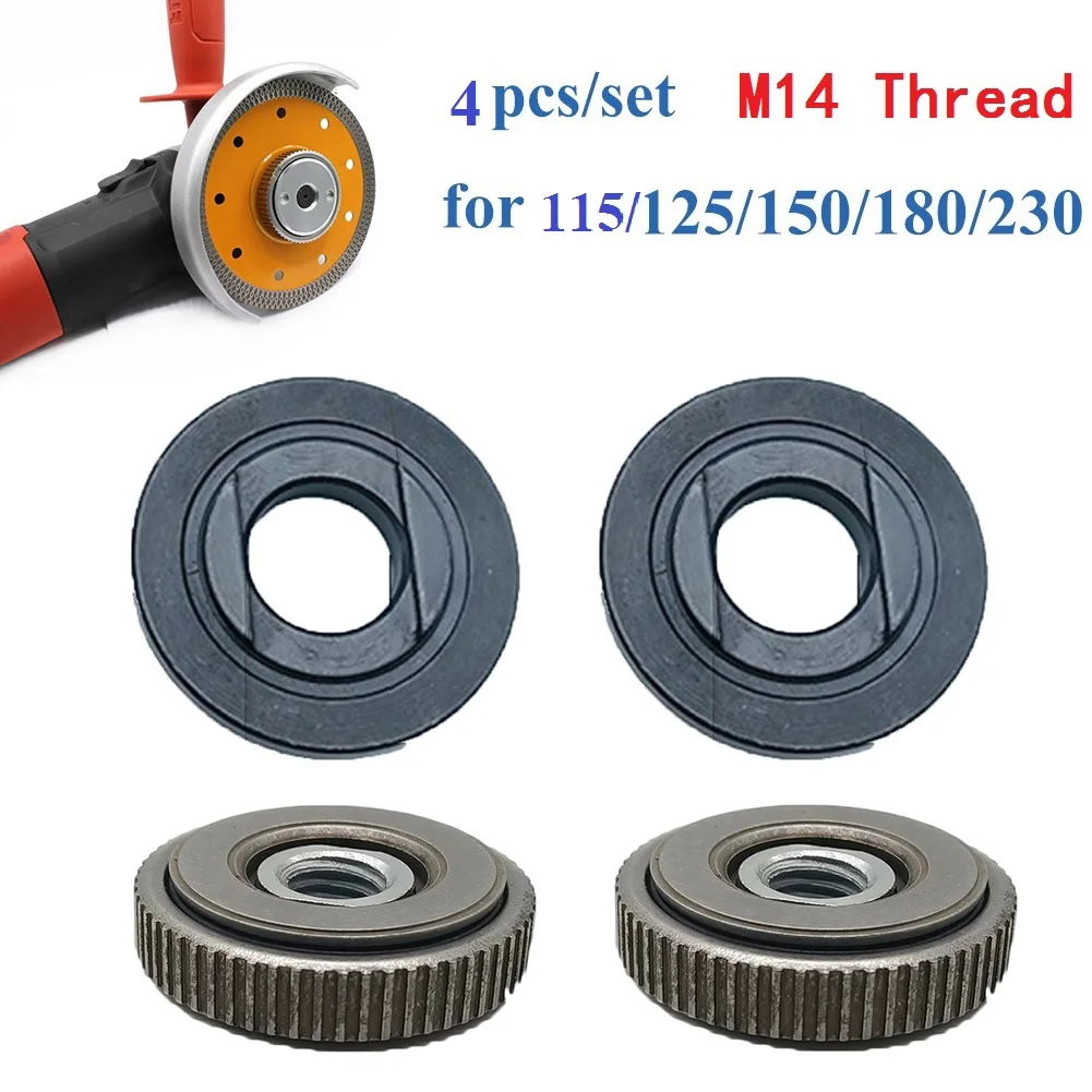 

4pcs Locking Plate Chucks For BOSCH GWS M14 Angle Grinder SDS Quick-release Nut Clamping 115/125/150/180/230 Mm Flange Nut Set