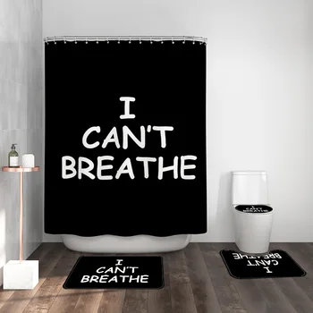 

Words Printing Creative Shower Curtain Waterproof Bathroom Window Curtains Three Mats Set For Washroom Partition Curtain