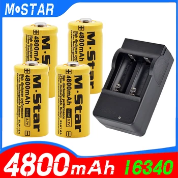 

4pcs 4800mAh Rechargeable 3.7V Li-ion 16340 Batteries CR123A Battery For LED Flashlight Travel Wall Charger For 16340 Battery