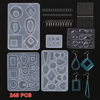 

245pcs Silicone Earring Pendant Mold Jewelry Resin Mould Kit Set Casting Craft