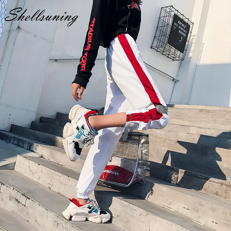 Shellsuning/спортивные штаны для бега женские брюки Осенние полосатые