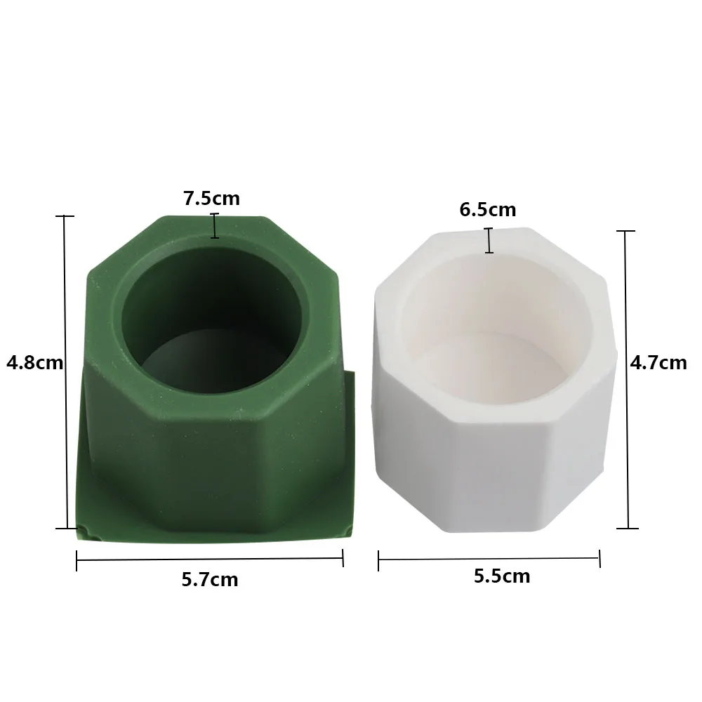 Single Hole Octagonal Silicone Mold Concrete Fleshy Flower Pot Candlestick Mold Ceramic Clay DIY Crafts Cactus Cement Molds