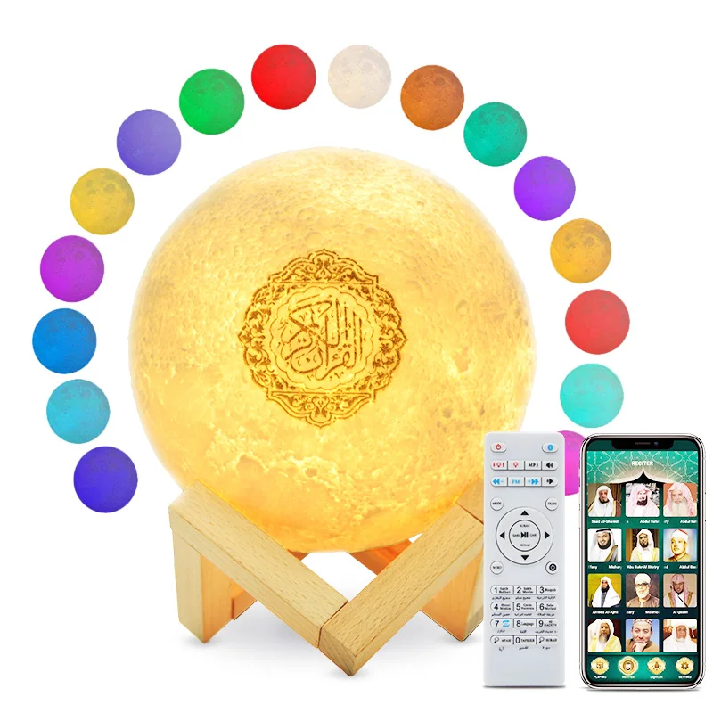 US $11.25 - 22.50 Holy Muslim Islam Arabic Bluetooth Wireless Quran Speaker With Remote Control Touch Lamp Coran Night Light Moon Quran Player