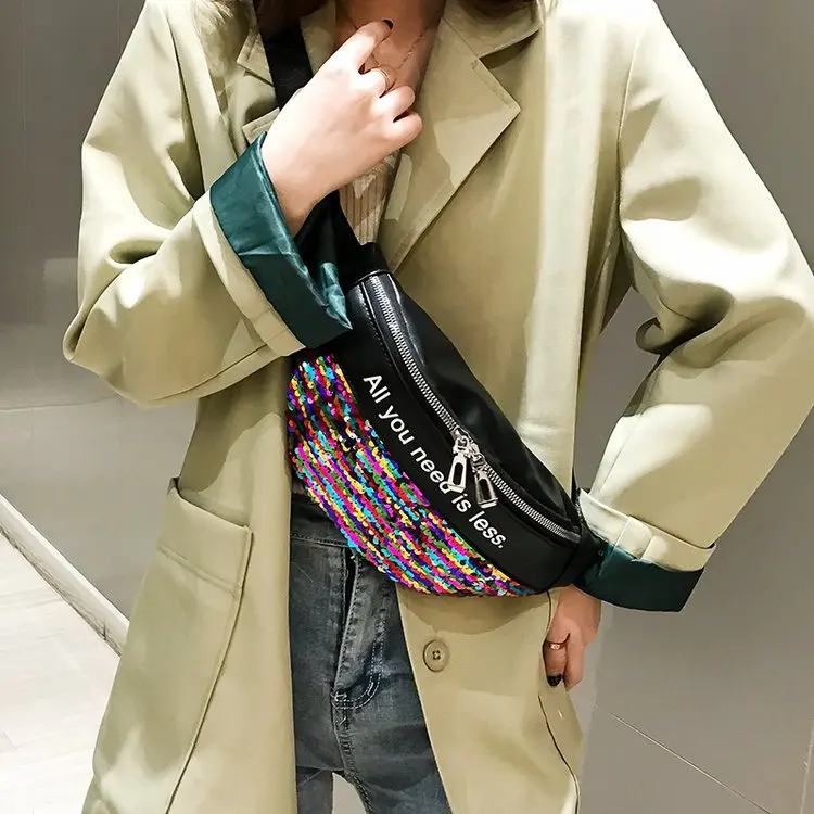 

2019 Summer New Style Korean-style Colorful Sequin Mermaid Wallet Fashion Shoulder Chest Pack Stall Purse