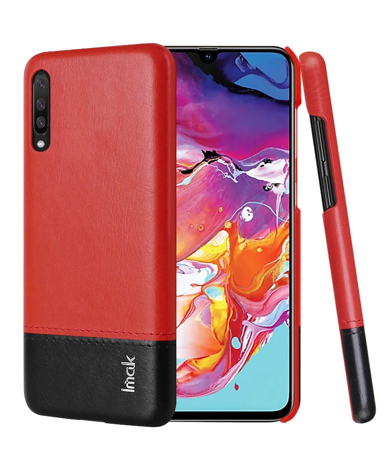 IMAK лаконичный Роскошный кожаный чехол для samsung A70 чехол для samsung A7 A705 A 70 PC для samsung Galaxy A70 чехол - Цвет: Blackish red