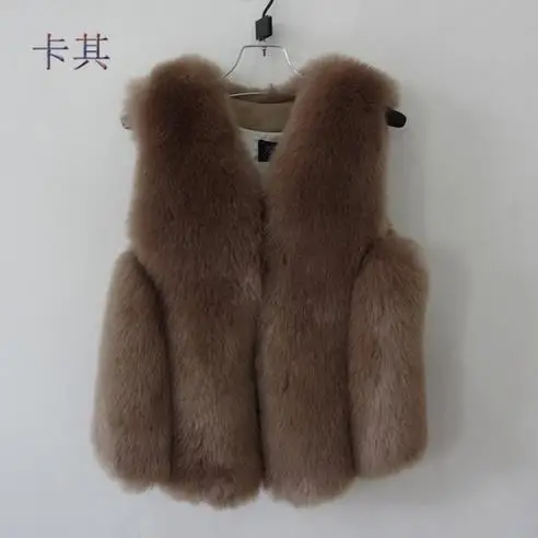 Коричневый Сексуальная Женская короткая жилетка из искусственного меха, пальто 6XL, элегантные женские зимние меховые парки, куртка, свободная утепленная безрукавка из лисьего меха, WR627 - Цвет: Коричневый