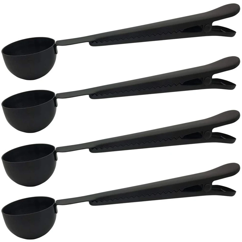 

2-In-1 Stainless Steel With Clip Coffee Scoop Clip,Multifunction Premium Espresso Tea Coffee Measuring Scoop With Bag Clip 4Pc