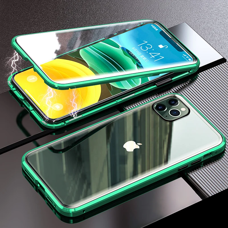 Магнитный чехол для Iphone 11 Pro Max, двусторонний чехол из закаленного стекла, прозрачный чехол для Iphone 11 Pro, чехол для телефона