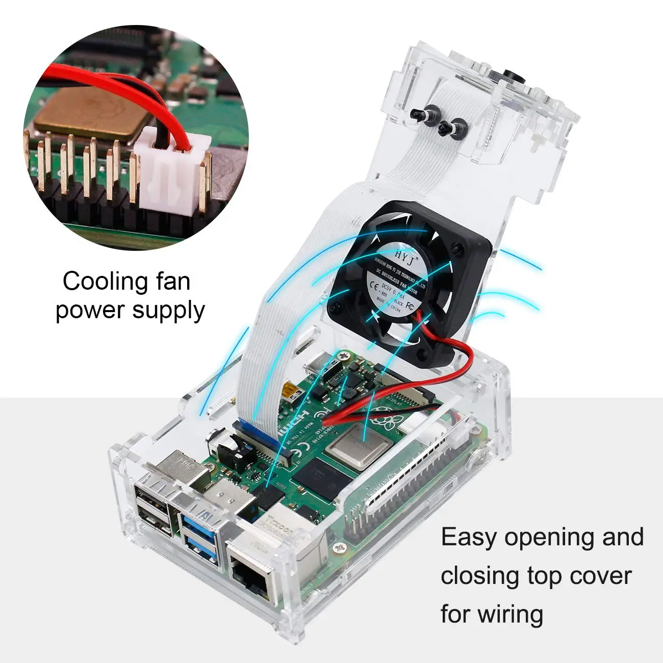 Акриловый чехол для Raspberry Pi 4B и камеры теплоотвод охлаждающий вентилятор кабель