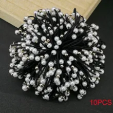  10pcs/set Basic Knot Pearls Elastic Hair Bands For Women Girls Ponytail Holder Rubber Scrunchies Hair Accessories Set 
