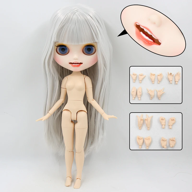 ICY factory blyth doll joint body bjd toy custom doll naked doll with hands AB matte face on sale 1/6 30cm - Цвет: doll and hands AB