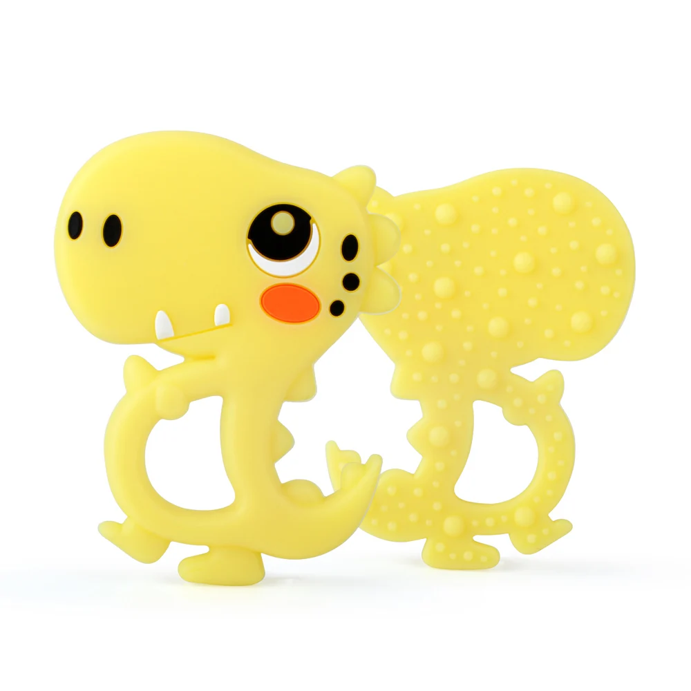 33-Yellow-1pc Keep& Grow 1 шт. в форме динозавра пищевого силикона Детские Прорезыватели Подвеска Ожерелье Аксессуар BPA бесплатно жевательные игрушки 5 цветов - Цвет: 33-Yellow-1pc