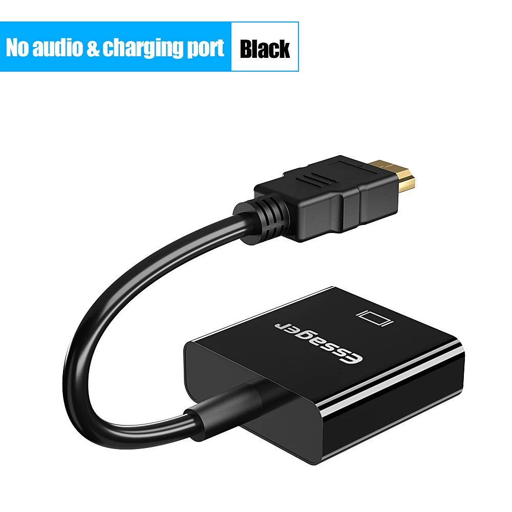 Essager адаптер hdmi-vga видео кабель 1080P HDMI-Male-вставной конвертер для VGA цифро аналоговый преобразователь для PS4 портативных ПК TV VGA в HDMI - Цвет: No Audio Port
