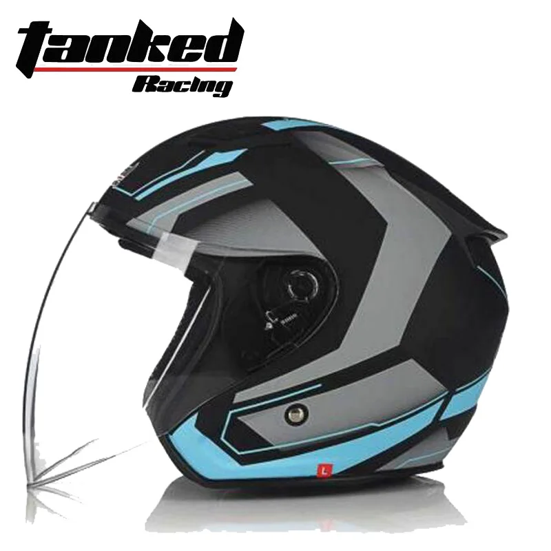 Новые рыцарские защиты Tanked Racing половина уход за кожей лица мотоциклетный шлем ABS мотоциклетные шлемы ПК линза козырек Four seasons универсальный - Цвет: Небесно-голубой