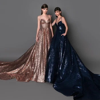 

Sexy Spaghetti Strap A Line Party Long Gown Evening Dress 2020