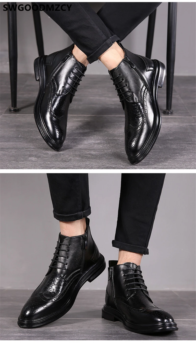 brogue shoes men leather boots crocodile shoes italian brand ankle boots men designer shoes mens dress boots Coiffeur ayakkabi