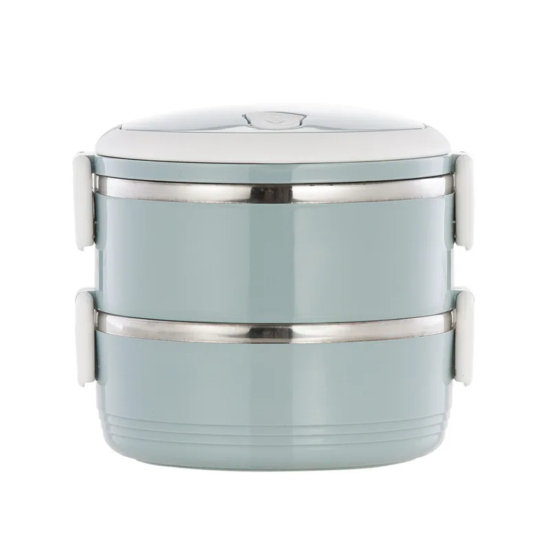 Portable Lunch Box Bento Box Stainless Insulation Lunchbox Kid Food Thermal Container Picnic Leak-Proof Case Snack Box - Цвет: 2 layer  light blue