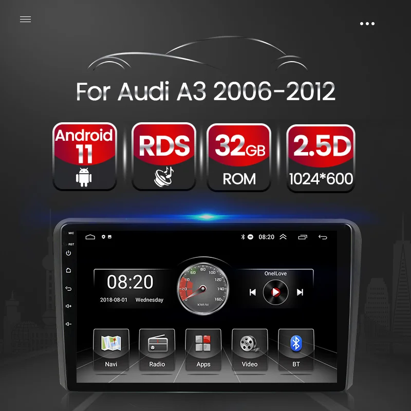 Android 11 2.5D HD для Audi A3 8P 2003-2012 S3 2006-2011 2012 автомобильный радиоплеер SWC Мультимедиа GPS RDS