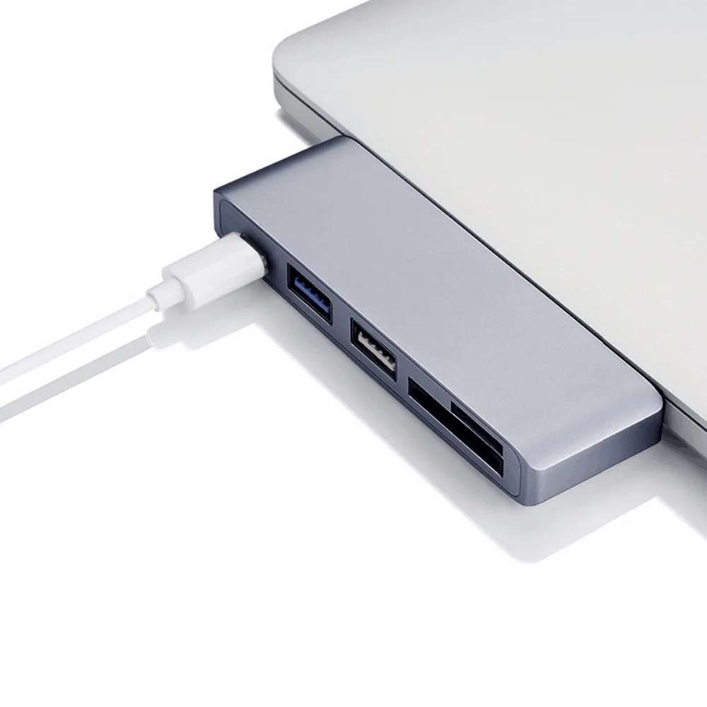 Станция Thunderbolt USB C Тип c SD, TF, USB концентратор с зарядки многофункциональный преобразователь для Macbook Pro SamSung S8 HuaWei Коврики 10 USB C - Цвет: Серебристый