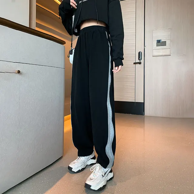 Gray Joggers Women Sweatpants with Side 