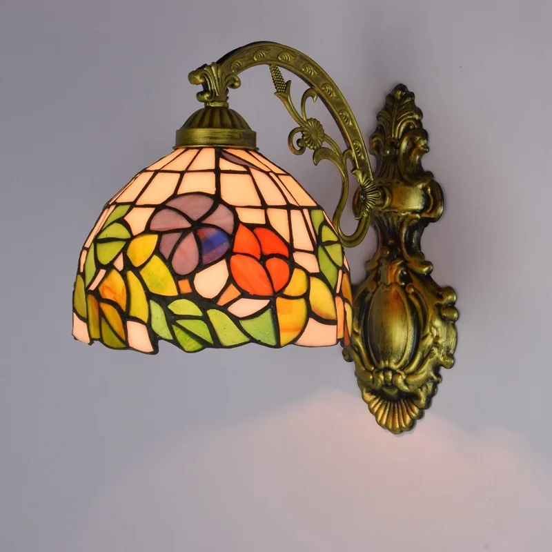 

restoring ancient ways American pastoral bedside wall lamp corridor morning glory single-head coloured glaze wall lamp