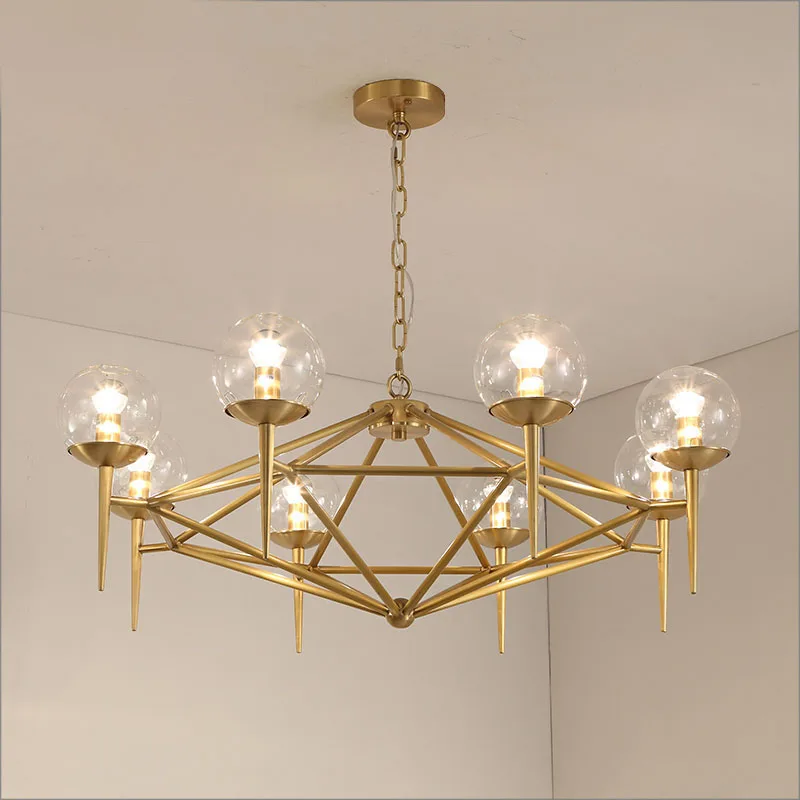 Шестигранный светодиодный подвесной светильник в стиле пост модерн Золотая