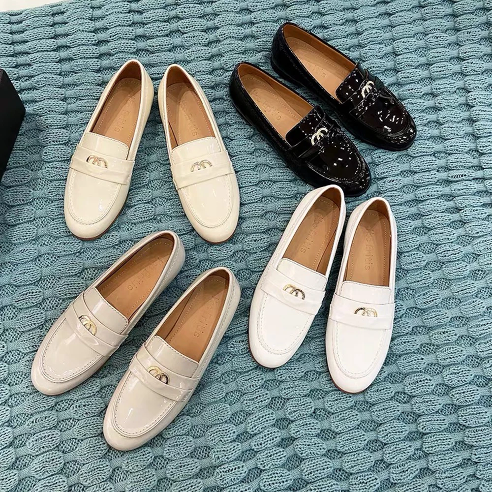 Женские туфли из натуральной кожи повседневная Всесезонная обувь без застежек