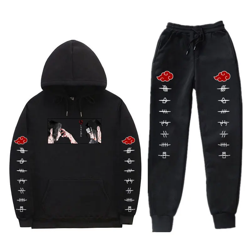 Аниме Наруто Itachi Uchiha sasuke мужские комплекты из 2 предметов спортивный костюм для
