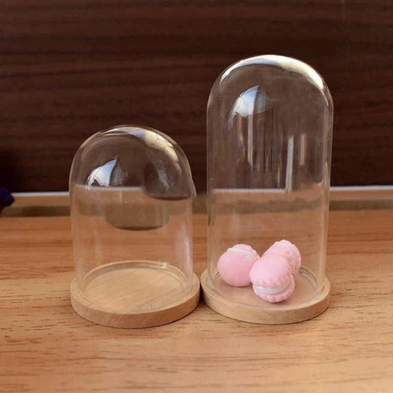 

1Pc 1:12 Dollhouse Miniature Decor Flower Display Glass Display Bell Jar with Base Dollhouse Decoration Accessories
