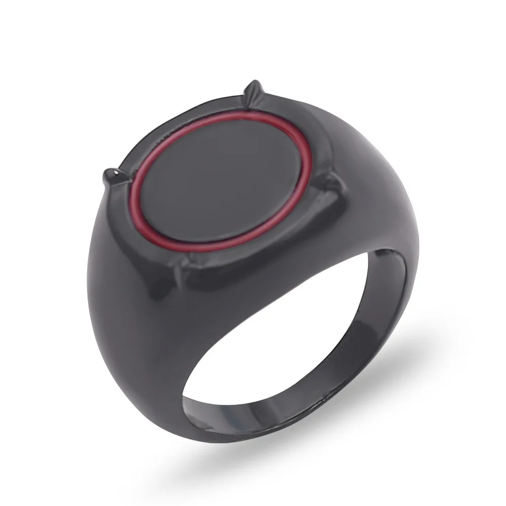 Lovers Anime Black Cat Rings Girl Boy Round Print Boy and Girl Cartoon Jewelry Quality Ring for Women Cosplay Accessories