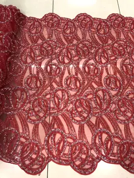 

Gorgeous embroidery African tulle lace French net fabric heavy handmade beaded lace fabric 15 Yards mv244