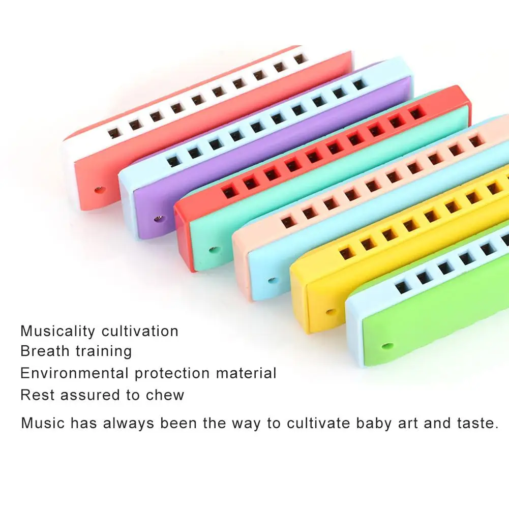 Двухцветная пластиковая Губная гармошка с 10 отверстиями, инструмент-головоломка для детей