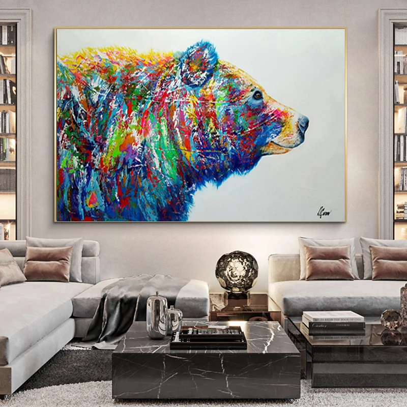 

Canvas Paintings Colorful Bear Animal Posters and Prints Wall Art Pictures for Living Room Bedroom Modern Home Decor Home Decor