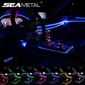 

RGB LED Strips Ambient Light APP Sound Control for Car Interior Atmosphere Light Lamp RGB Colors DIY 2/4/6M Fiber Optic Band