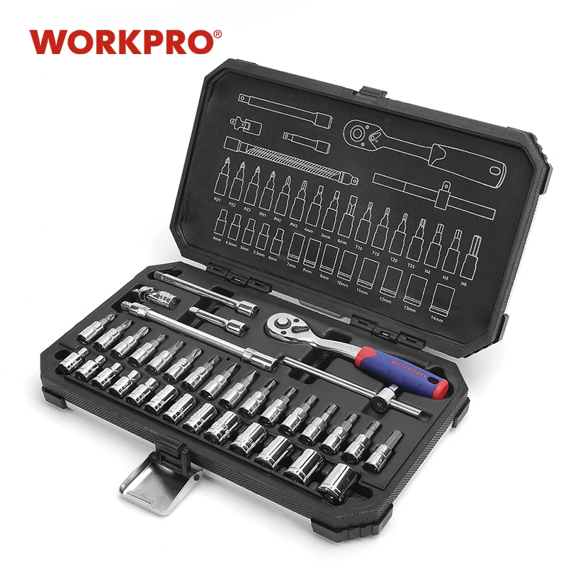 WORKPRO 35 шт. Набор инструментов для дома инструменты набор ремонта автомобиля 1/4