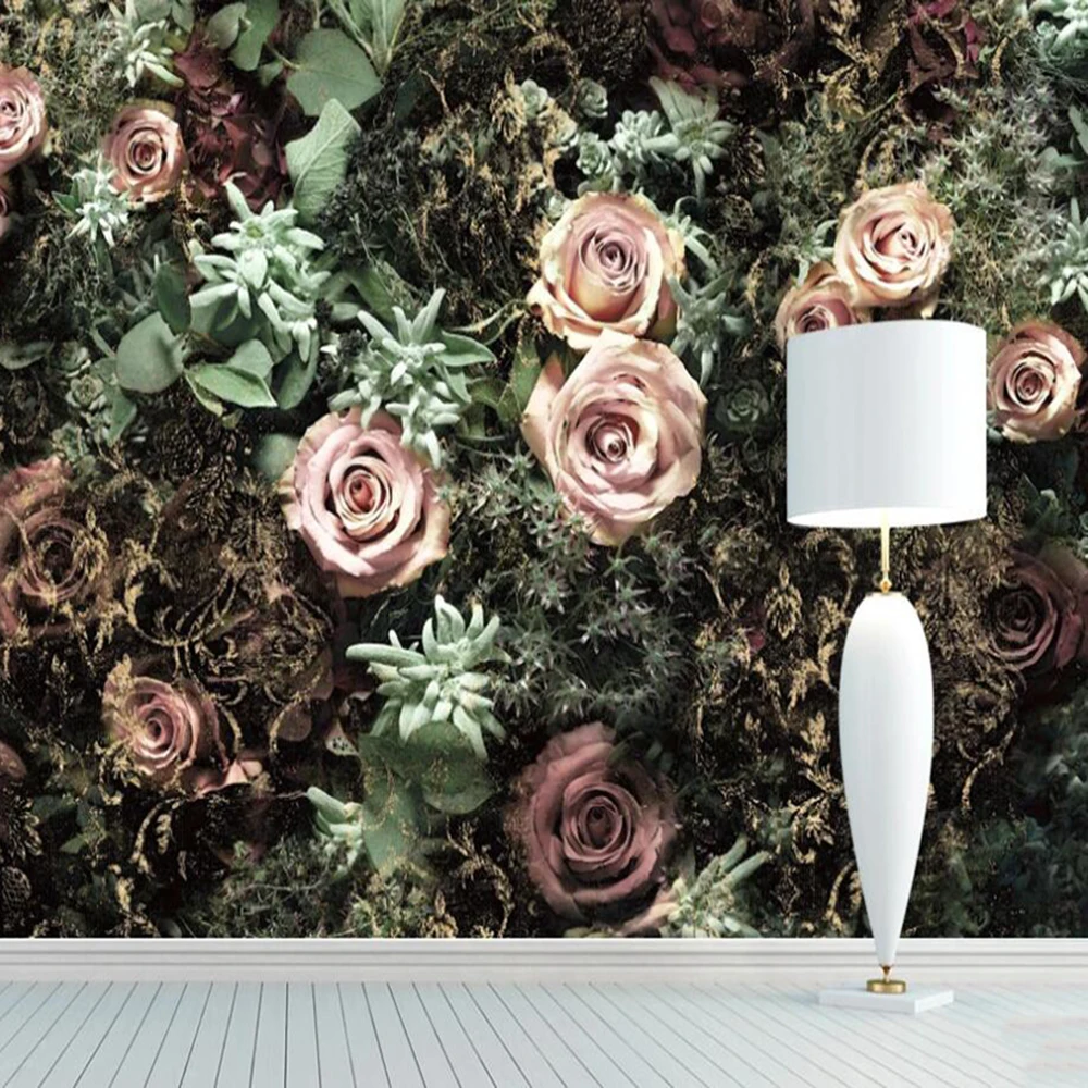 

Drop Shipping Custom Mural Wallpaper 3D Hand-painted Vintage Flowers Floral Living Room Bedroom Decorative Mural Wallpaper
