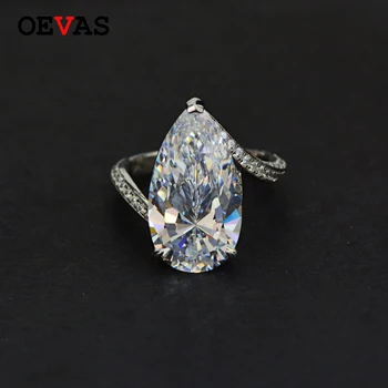 OEVAS di Lusso 12*22 MILLIMETRI di Acqua di goccia di Cerimonia Nuziale Alto tenore di carbonio anelli di Diamante per le donne 925 sterling silver moissanite Sposa monili del partito