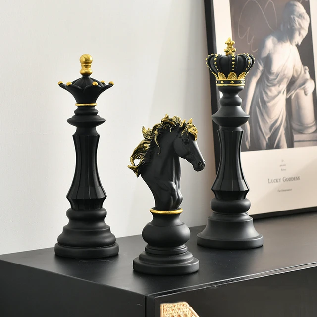 創造的なチェス樹脂工芸品の装飾,チェス,金色,王冠,3ピース,家の