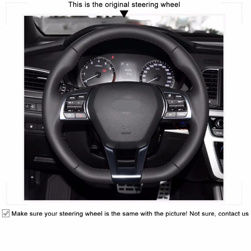 Черная искусственная кожа DIY Ручная прошивка автомобиля рулевое колесо Крышка для hyundai Sonata 9(3-спица