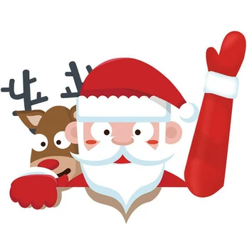 

Christmas Santa and Reindeer Waving Wiper Decal for Rear Window 3D Cartoon Festive Car Sticker Vehicle Rear Wipers Xmas Decorati