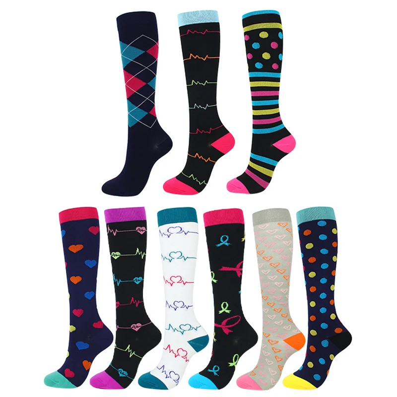 

Outdoor Racing Long Pressure Stockings Support Nylon Fashion Unisex Men Women Socks Sports Compression Happy Tube Socks