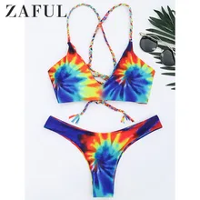 ZAFUL женский купальник бикини с завязками и перекрещивающимися ремешками, сексуальный пляжный купальник на бретельках, женский купальник, купальный костюм