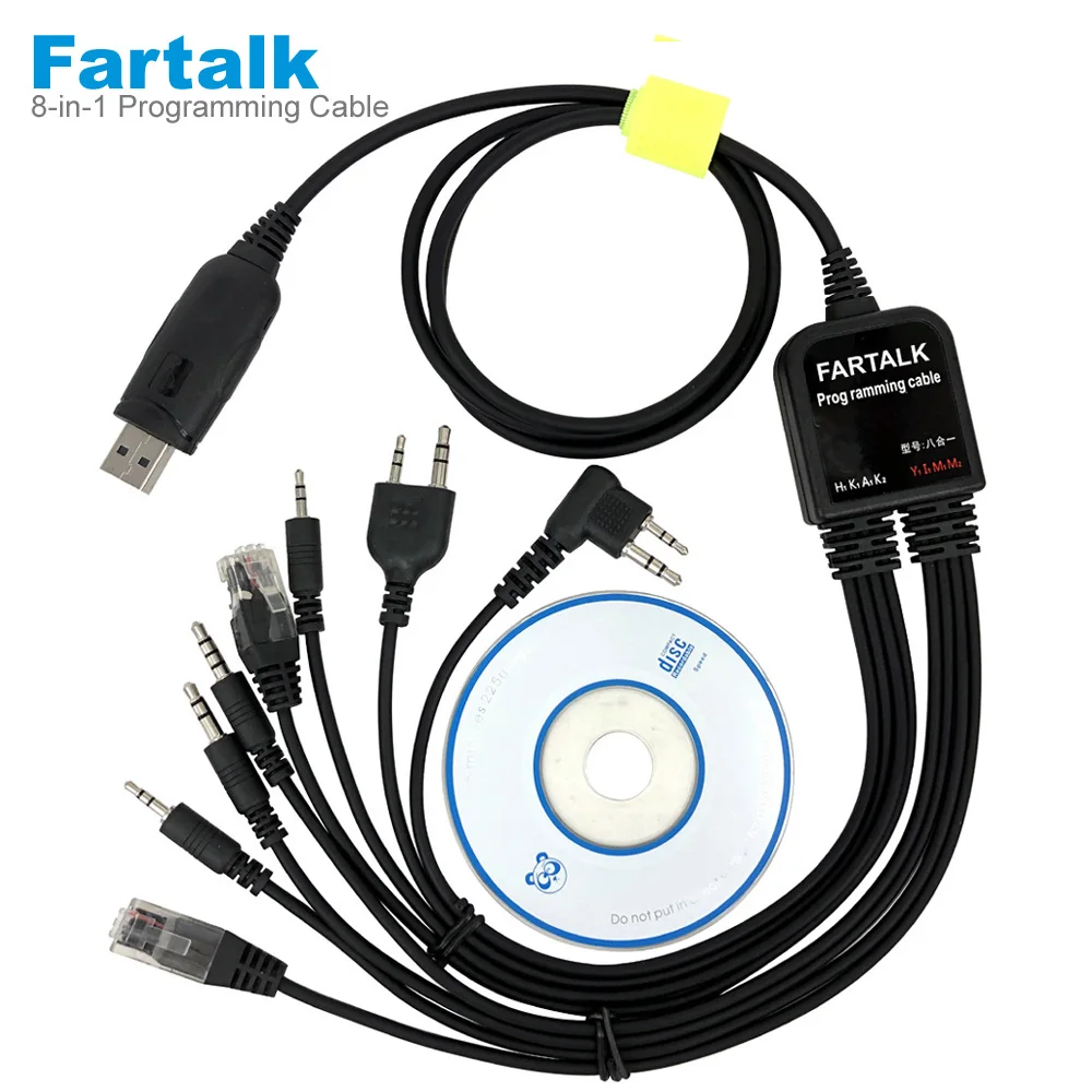 USB-кабель 8 в 1 для программирования Baofeng UV-5R Motorola A10 GP88s GM300 Kenwood TK3207 YAESU VX-3R HYT TC-510 ICOM |