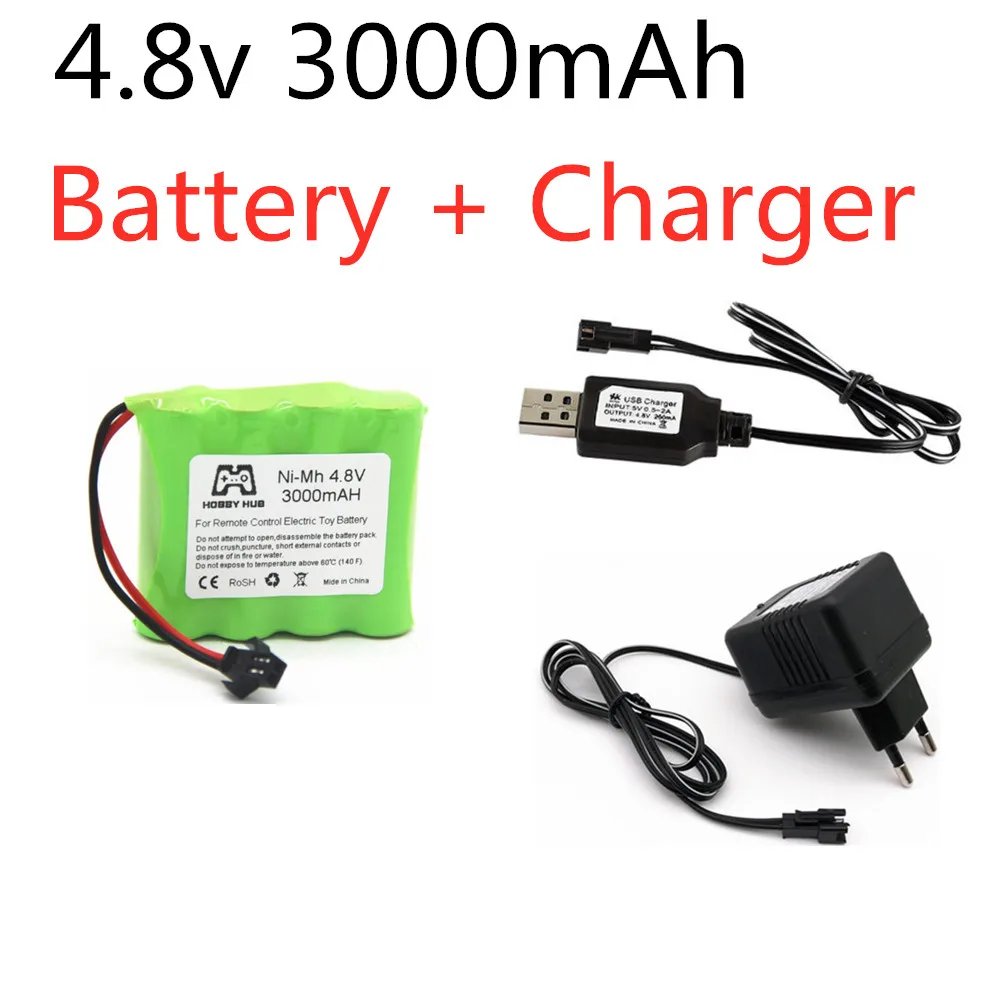 4,8 v 3000mah NiMH Ni-MH аккумулятор с зарядным устройством для радиоуправляемых игрушек, автомобилей, танков, роботов, лодок, пистолетов Ni-MH AA 4,8 v перезаряжаемый аккумулятор