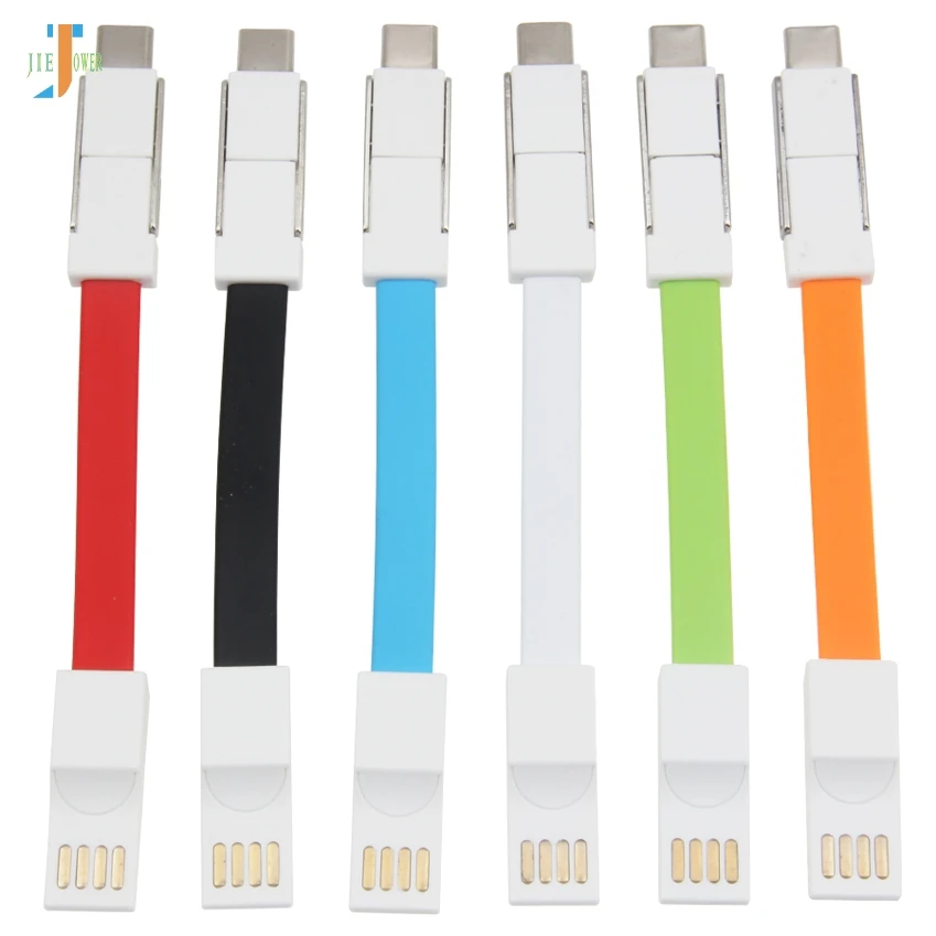 100 шт./лот 3 в 1 USB кабель плоский провод с кольцом для ключей для IPhone XS Быстрый зарядный кабель для huawei P30 Micro usb type C зарядный шнур