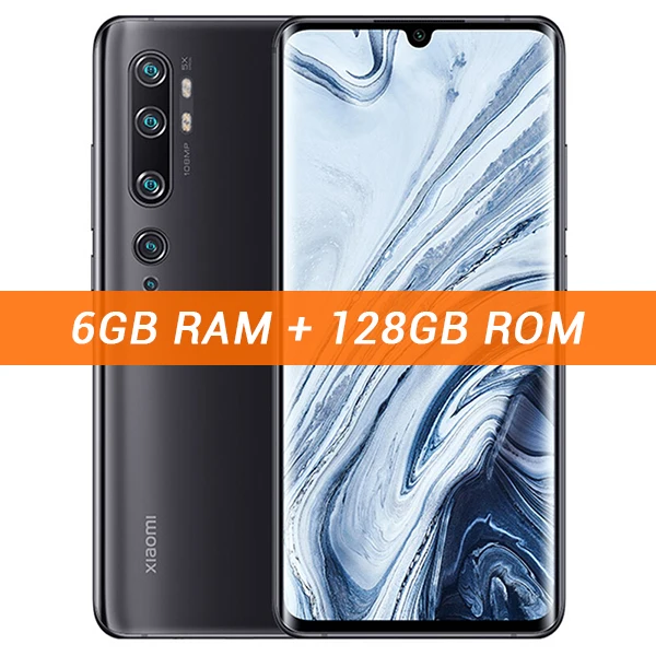 6GB 128GB Black Глобальная версия Xiaomi Mi Note 10, 6 ГБ ОЗУ, 128 Гб ПЗУ, мобильный телефон, 730 МП, пента, камера Snapdragon 6,47G, 5260 дюйма, AMOLED экран, мАч - Цвет: 6GB 128GB Black