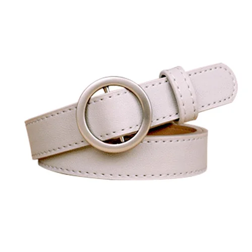 Leather A White Quaslover, Модный женский кожаный ремень, роскошный круглый ремень с пряжкой, женский ремень из искусственной кожи, высококачественный пояс для девушек - Цвет: Leather A White