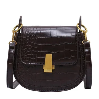 

Stone Pattern Saddle Bags for Women Quality Leather Female Shoulder Bag Casual Small Ladies' Crossbody Messenger Travel Bag Sac