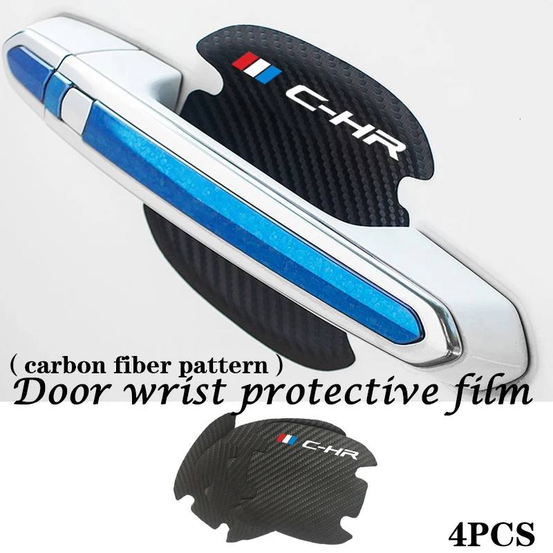 

4 pcs Car Door Handle Scratch Protector Film Sticker Films Car Handle Protection for For toyota chr 2014 -2020 2018 Carbon Fiber